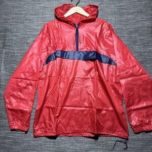Coleman Jacket Men's L Red 1/2 Zip Rain Lightweight Vintage Hooded